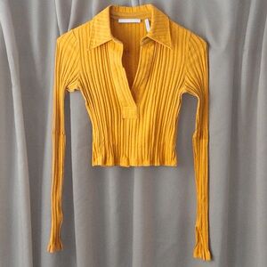 Helmut Lang Vibrant Orange Ribbed Long Sleeve Top